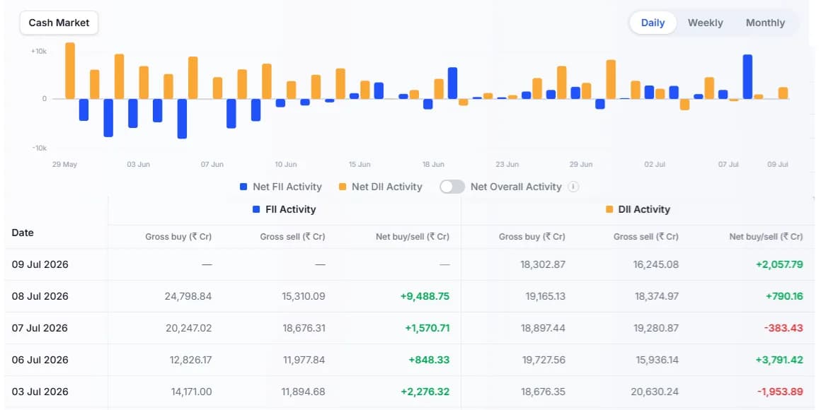 FII & DII Activity preview